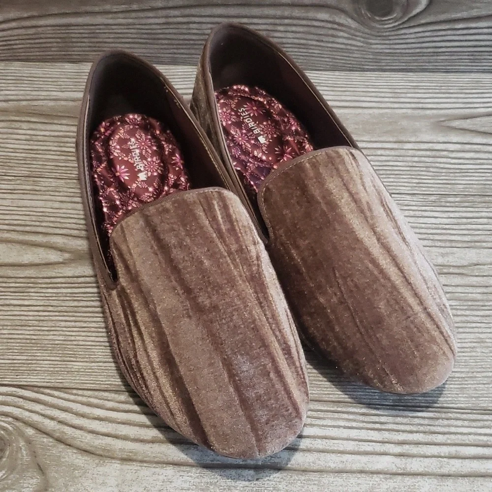Birdies 9 The Starling Moonstone Crushed velvet flat loafers